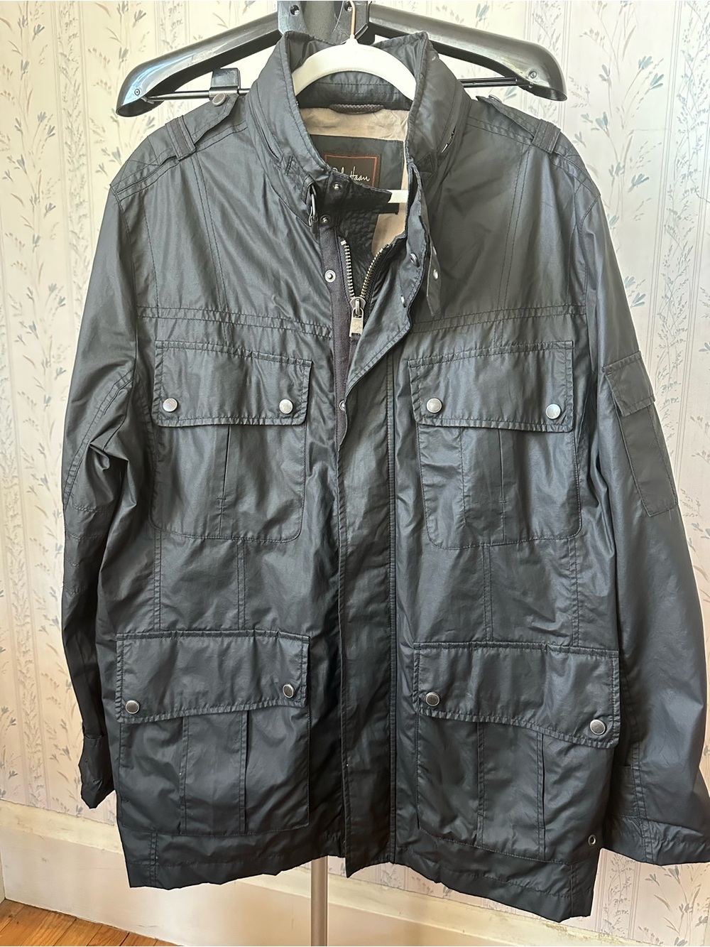 Cole Haan Men's Black Field Jacket with Utility Pockets